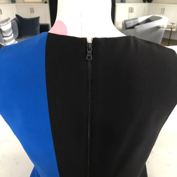 Alice + Olivia Sleeveless Vertical Color Block Dress Black+Cobalt Blue Sz 8 NWOT - Picture 7 of 11